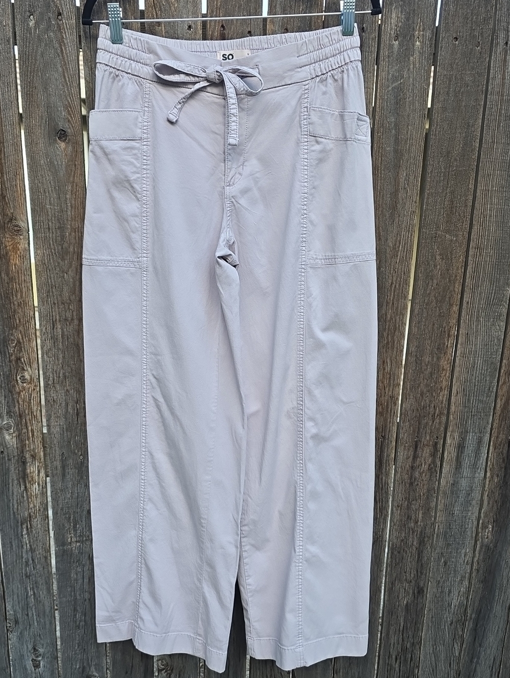 SO Wide Leg Drawstring Pants in Light Grayish Light Lavender